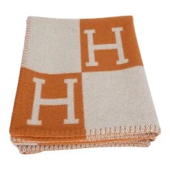 Hermès Hermes "Classic Avalon" Ecru And Potiron Blanket