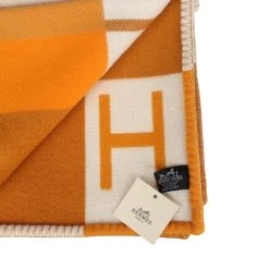Hermès Hermes "Avalon Vibration" Ecru And Tisane Blanket -Online Bag Store H BLA 240212 1 LM 04
