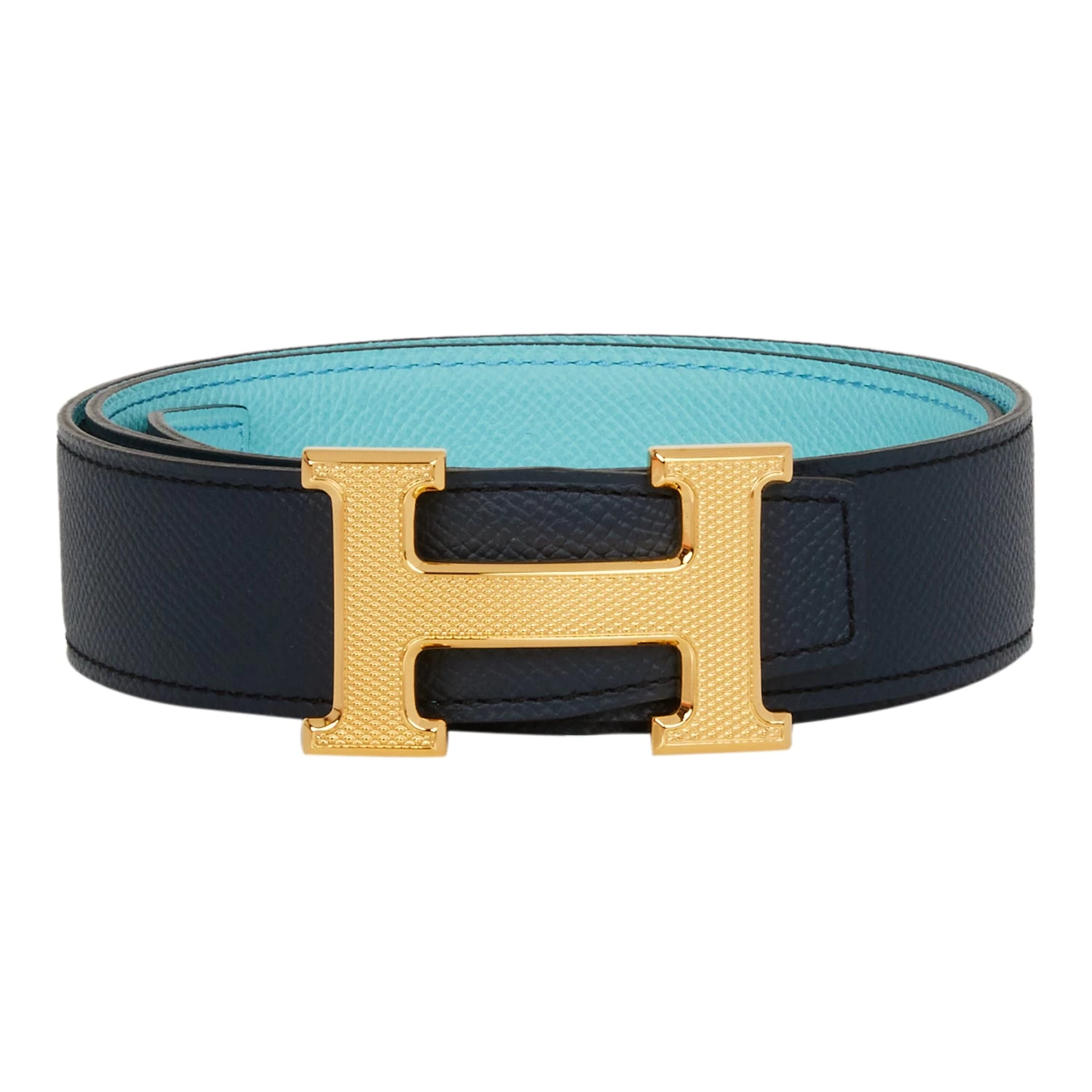 Hermès Hermes 32mm Reversible Bleu Indigo/Bleu Atoll Constance H Belt 75cm Guilloche Gold Buckle 3 Hermès Hermes 32mm Reversible Bleu Indigo/Bleu Atoll Constance H Belt 75cm Guilloche Gold Buckle