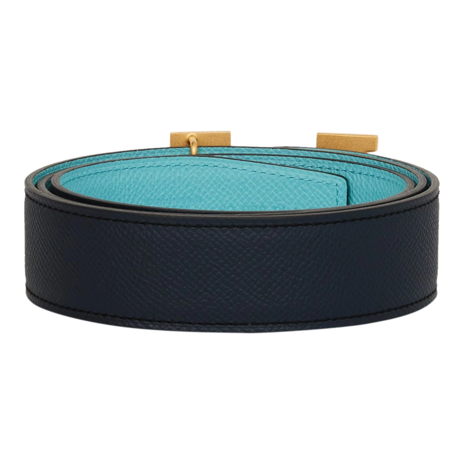 Hermès Hermes 32mm Reversible Bleu Indigo/Bleu Atoll Constance H Belt 85cm Guilloche Gold Buckle 4 Hermès Hermes 32mm Reversible Bleu Indigo/Bleu Atoll Constance H Belt 85cm Guilloche Gold Buckle - Image 2