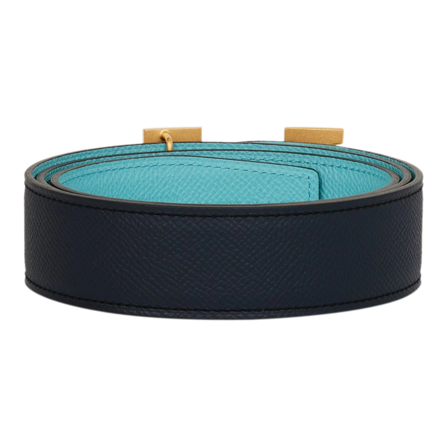 Hermès Hermes 32mm Reversible Bleu Indigo/Bleu Atoll Constance H Belt 85cm Guilloche Gold Buckle 5 Hermès Hermes 32mm Reversible Bleu Indigo/Bleu Atoll Constance H Belt 85cm Guilloche Gold Buckle - Image 3