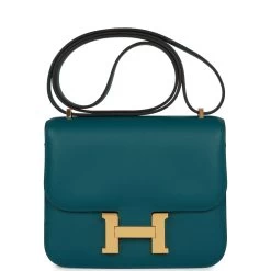 Hermès Hermes Constance 18 Vert Bosphore Evercolor Gold Hardware