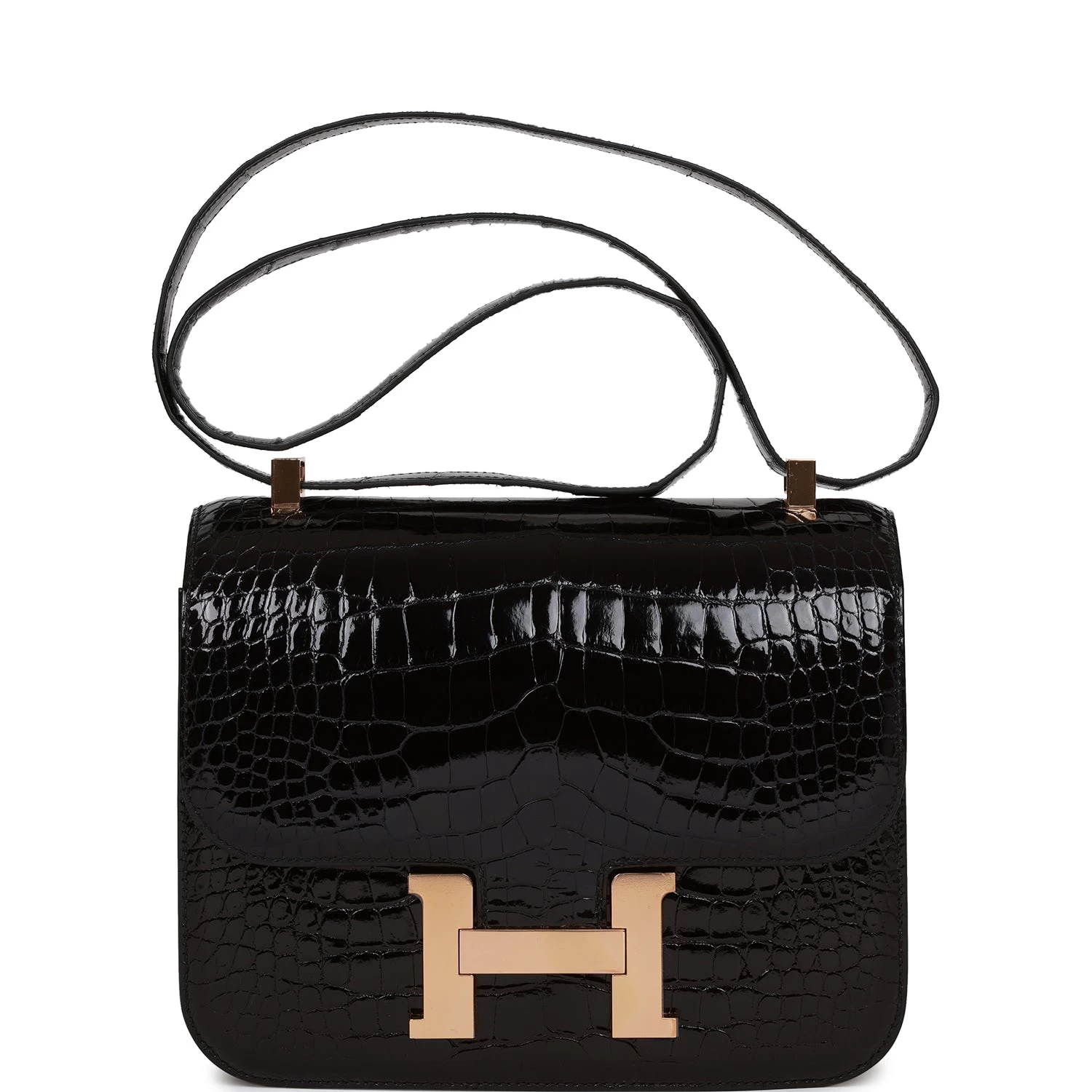 Hermès Hermes Constance 24 Black Shiny Alligator Rose Gold Hardware 3 Hermès Hermes Constance 24 Black Shiny Alligator Rose Gold Hardware
