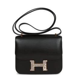 Hermès Hermes Constance 18 Black Tadelakt And Lizard Gold Hardware