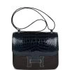 Hermès Hermes Constance 24 Tri-Color Black, Bleu Baltique And Vert Rousseau Shiny Alligator Palladium Hardware -Online Bag Store H C 100422 3 SS 01