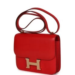 Hermès Hermes Constance 18 Rouge De Coeur Chevre Chamkila Permabrass Hardware -Online Bag Store H C 230928 1 CH 03