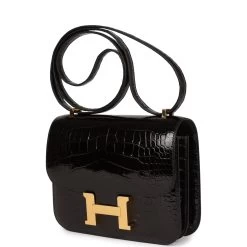 Hermès Hermes Constance 18 Black Shiny Alligator Gold Hardware 15 Hermès Hermes Constance 18 Black Shiny Alligator Gold Hardware -Online Bag Store H C 231031 2 SD 03