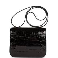 Hermès Hermes Constance 18 Black Shiny Alligator Gold Hardware 14 Hermès Hermes Constance 18 Black Shiny Alligator Gold Hardware -Online Bag Store H C 231031 2 SD 05