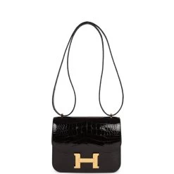 Hermès Hermes Constance 18 Black Shiny Alligator Gold Hardware 17 Hermès Hermes Constance 18 Black Shiny Alligator Gold Hardware -Online Bag Store H C 231031 2 SD 07