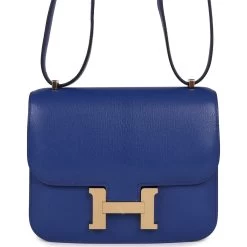 Hermès Hermes Constance 18 Bleu Royal Chevre Gold Hardware