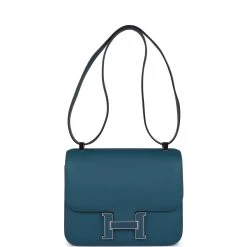 Hermès Pre-owned Hermes Constance 24 Vert Bosphore Epsom Lacquer Palladium Hardware -Online Bag Store H C 231110 1 RL 01