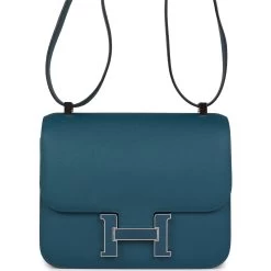 Hermès Pre-owned Hermes Constance 24 Vert Bosphore Epsom Lacquer Palladium Hardware