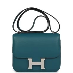 Hermès Hermes Constance 18 Vert Bosphore Evercolor Palladium Hardware