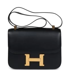 Hermès Vintage Hermes Constance 23 Black Evercalf Gold Hardware