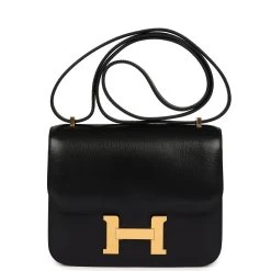Hermès Hermes Constance 18 Black Chevre Chamkila Gold Hardware
