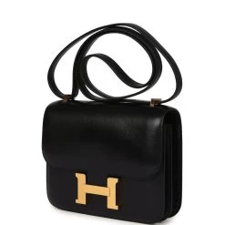 Hermès Hermes Constance 18 Black Chevre Chamkila Gold Hardware -Online Bag Store H C 240131 1 KC 03