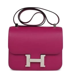 Hermès Pre-owned Hermes Constance 24 Rose Pourpre Evercolor Palladium Hardware