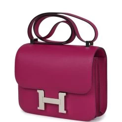 Hermès Pre-owned Hermes Constance 24 Rose Pourpre Evercolor Palladium Hardware -Online Bag Store H C 240222 1 IY 03
