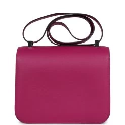 Hermès Pre-owned Hermes Constance 24 Rose Pourpre Evercolor Palladium Hardware -Online Bag Store H C 240222 1 IY 05