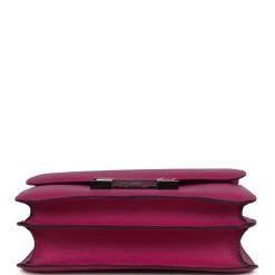 Hermès Pre-owned Hermes Constance 24 Rose Pourpre Evercolor Palladium Hardware -Online Bag Store H C 240222 1 IY 06