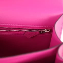 Hermès Pre-owned Hermes Constance 24 Rose Pourpre Evercolor Palladium Hardware -Online Bag Store H C 240222 1 IY 10