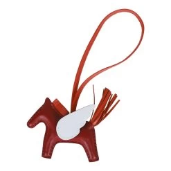 Hermès Hermes Rouge Grenat/Cornaline/Bleu Brume Pegasus Horse Rodeo Bag Charm MM