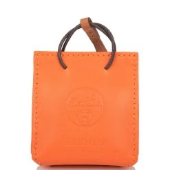 Hermès Hermes Orange Mini Shopping Bag Charm