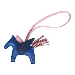 Hermès Hermes Bleu Saphir/Marine/Mauve Sylvester Pegasus Horse Rodeo Bag Charm PM