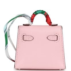 Hermès Hermes Rose Sakura Tadelakt Mini Kelly Twilly Bag Charm Palladium Hardware 13 Hermès Hermes Rose Sakura Tadelakt Mini Kelly Twilly Bag Charm Palladium Hardware -Online Bag Store H CH 231117 1 YW 05