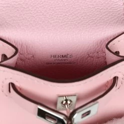 Hermès Hermes Rose Sakura Tadelakt Mini Kelly Twilly Bag Charm Palladium Hardware 16 Hermès Hermes Rose Sakura Tadelakt Mini Kelly Twilly Bag Charm Palladium Hardware -Online Bag Store H CH 231117 1 YW 07