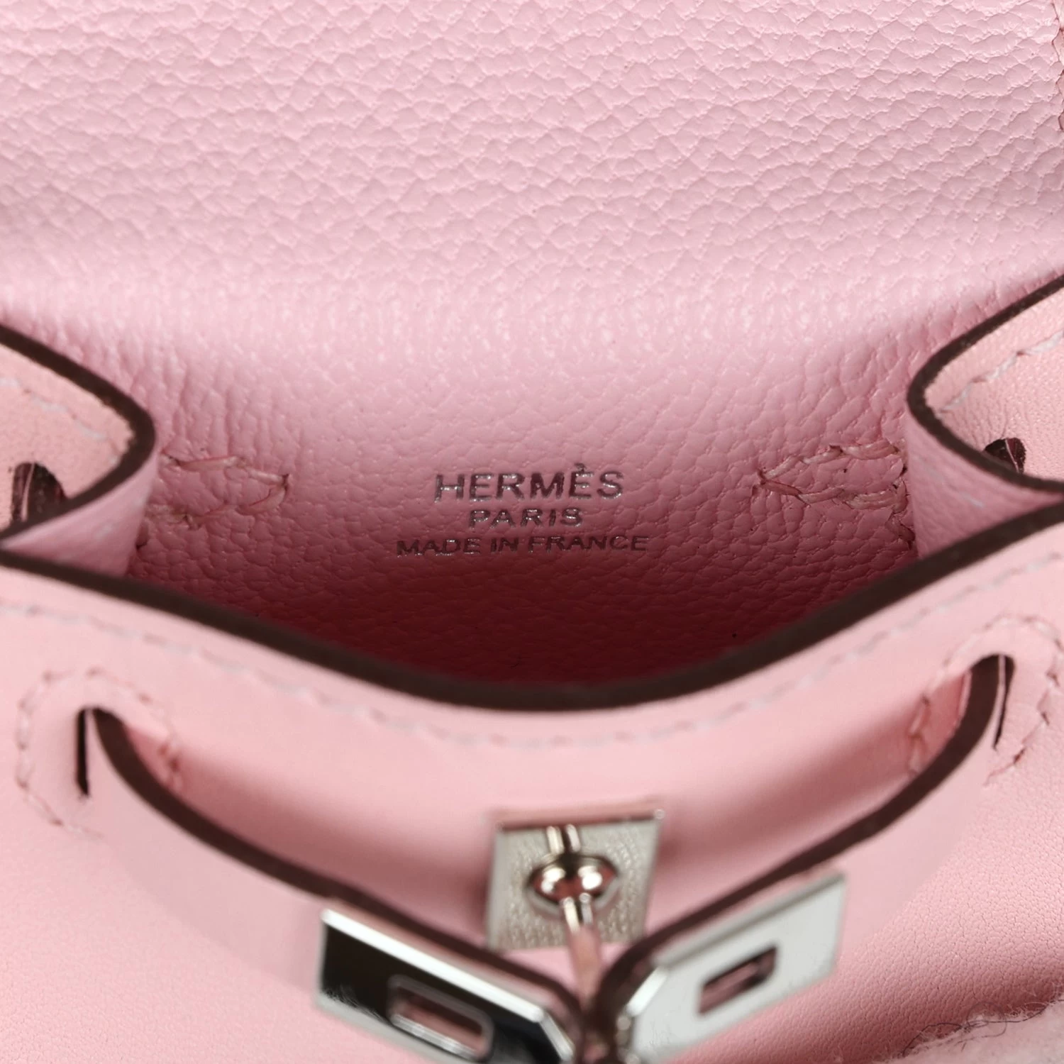 Hermès Hermes Rose Sakura Tadelakt Mini Kelly Twilly Bag Charm Palladium Hardware 9 Hermès Hermes Rose Sakura Tadelakt Mini Kelly Twilly Bag Charm Palladium Hardware - Image 7
