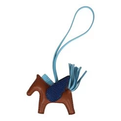 Hermès Hermes Gold/Bleu Celeste/Bleu Saphir Lizard Pegasus Rodeo Touch Bag Charm PM