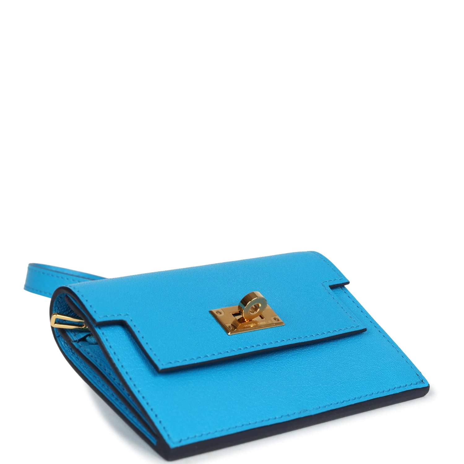 Hermès Hermes Kelly Pocket Slim Wallet Bleu Frida Chevre Gold Hardware 8 Hermès Hermes Kelly Pocket Slim Wallet Bleu Frida Chevre Gold Hardware - Image 6