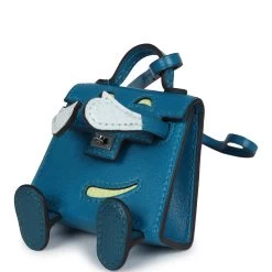 Hermès Hermes Mini Kelly Idole Bag Charm Bleu Izmir Tadelakt Palladium Hardware -Online Bag Store H CH 240201 3 AR 02