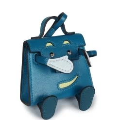 Hermès Hermes Mini Kelly Idole Bag Charm Bleu Izmir Tadelakt Palladium Hardware -Online Bag Store H CH 240201 3 AR 03