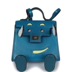 Hermès Hermes Mini Kelly Idole Bag Charm Bleu Izmir Tadelakt Palladium Hardware