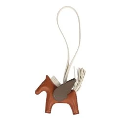 Hermès Hermes Pegasus Rodeo Bag Charm PM Craie, Etoupe, And Gold Lambskin