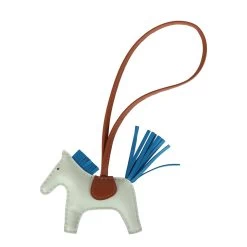 Hermès Hermes Vert Fizz/Bleu Zanzibar/Gold Grigri Horse Rodeo Bag Charm PM
