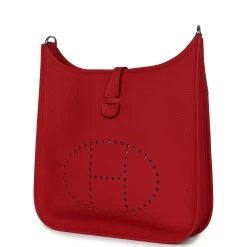 Hermès Hermes Evelyne III PM Vermillion Clemence Palladium Hardware 14 Hermès Hermes Evelyne III PM Vermillion Clemence Palladium Hardware -Online Bag Store H E 231215 1 03
