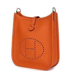 Hermès Hermes Evelyne TPM Orange Clemence Palladium Hardware 13 Hermès Hermes Evelyne TPM Orange Clemence Palladium Hardware -Online Bag Store H E 240207 1 03