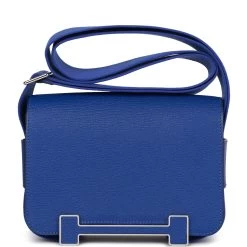 Hermès Hermes Geta Bleu Electric Chevre Palladium Hardware
