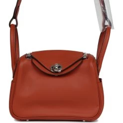 Hermès Hermes Mini Lindy Cuivre And Rose Texas Verso Swift Palladium Hardware