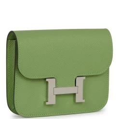 Hermès Hermes Constance Slim Wallet Vert Criquet Epsom Palladium Hardware -Online Bag Store H FBSLG 042622 2 02