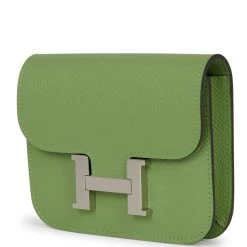 Hermès Hermes Constance Slim Wallet Vert Criquet Epsom Palladium Hardware -Online Bag Store H FBSLG 042622 2 05