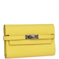 Hermès Hermes Medium Kelly Depliant Wallet Jaune Citron Ostrich Palladium Hardware -Online Bag Store H FBSLG 081722 1 XZ 02