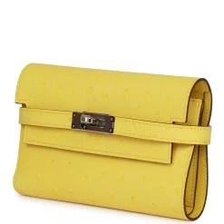 Hermès Hermes Medium Kelly Depliant Wallet Jaune Citron Ostrich Palladium Hardware -Online Bag Store H FBSLG 081722 1 XZ 03