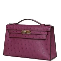 Hermès Hermes Kelly Pochette Anemone Ostrich Permabrass Hardware -Online Bag Store H FBSLG 081822 1 05