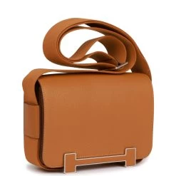 Hermès Hermes Geta Caramel Chevre Palladium Hardware 12 Hermès Hermes Geta Caramel Chevre Palladium Hardware -Online Bag Store H FBSLG 092222 1 02