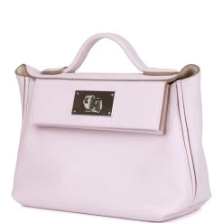 Hermès Hermes Mini 24/24 Bag Mauve Pale Verso Evercolor And Swift Palladium Hardware -Online Bag Store H FBSLG 111022 1 05