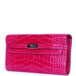 Hermès Pre-owned Hermes Kelly Wallet To Go Rose Scheherazade Shiny Alligator Palladium Hardware -Online Bag Store H FBSLG 122722 2 MX 03